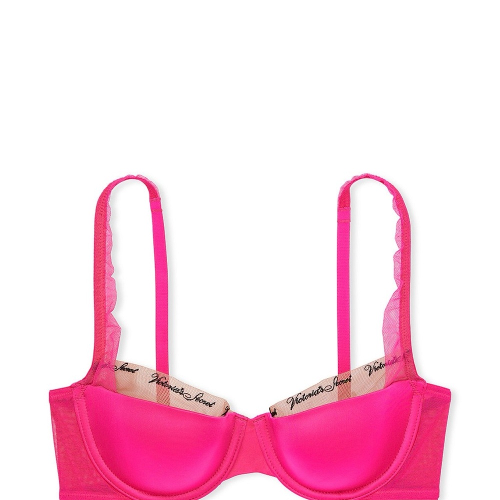 Victoria's Secret Bright Pink smooth logo embroidery lightly lined bra New 36DDD - Picture 2 of 11